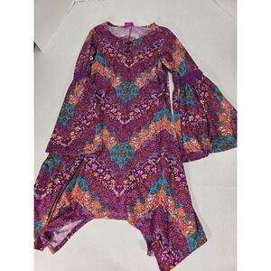 DreamWorks Trolls Purple Floral Bell Sleeve Dress - Girls Size L‎